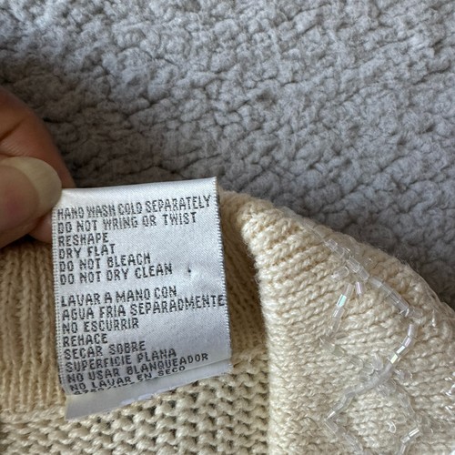 NEW Vintage Jaclyn Smith Sweater Womens Large Ivory Cardigan Beaded Classics Y2K - Picture 5 of 10