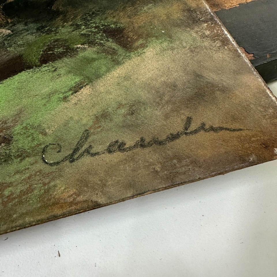 ORIGINAL WILLIAM HENRY CHANDLER PASTEL SEASCAPE 28"x10" SIGNED IN