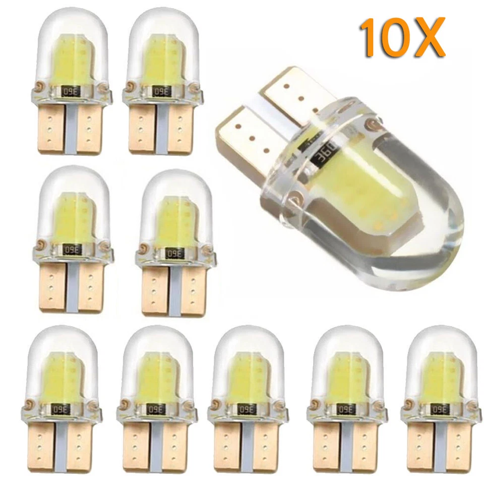 Colorful 10x T10 194 168 LED Light Bulbs W5W 8 SMD Silica Bright License Lamp - Image 3 of 4