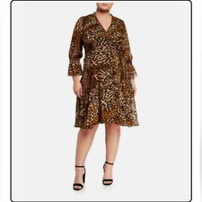 TAHARI Arthur S. Levine Leopard Print Wrap Dress Woven Size 8 NWT
