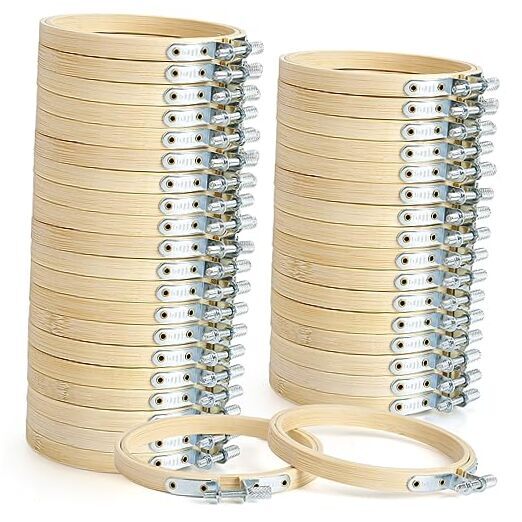  48 Pieces Embroidery Hoop Bulk Small Embroidery Hoop Wood Circle Cross 4 Inch
