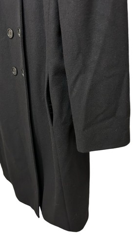 Tahari ASL Long Wool Coat Peacoat Women’s Size 16 Black Double Breasted Heavy - Picture 7 of 12
