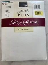 Hanes Plus Silk Reflections Size Two Plus New Silky Sheer Barely Black