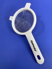 Chefmate White Plastic & Stainless Steel Mesh Strainer with Handle - 4 Inch