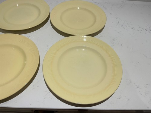 4 x Vintage Holzgeschirr Jasmingelb Essteller 10" Utility Set Pretty Lemo - Bild 6 von 7