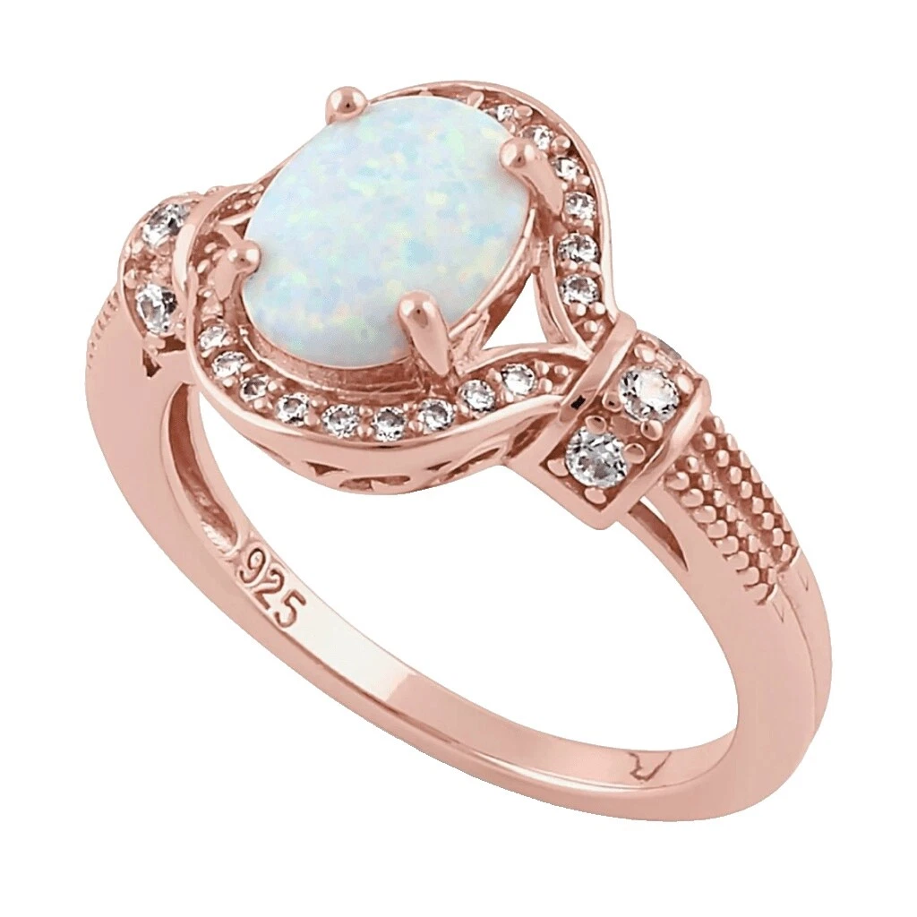 Opal Rose Gold Fashion Rings 6 Ring
