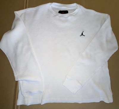 Vintage Large Nike Jordan Essentials Men's Long-Sleeve Crew Neck Top White Read