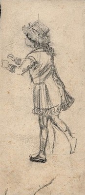 Bleistiftzeichnung - Fortunino Matania (1881-1963) - Mädchen mit Hut Portrait