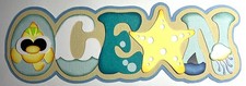 Ocean Scrapbook Title 3D Die Cut Beach Vacation Aquarium Sea Life Layout   
