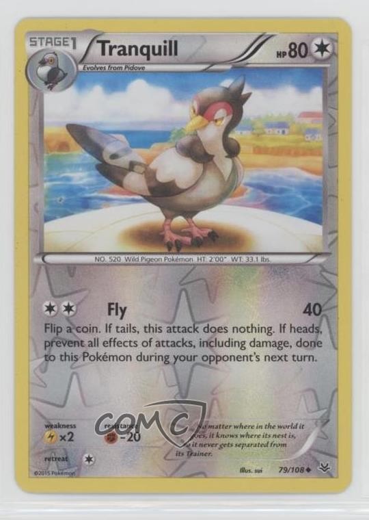 Tranquill Reverse Foil Pokemon XY Roaring Skies #79