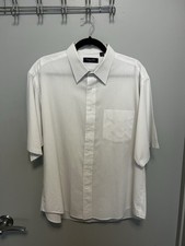 Vintage 90s Christian Dior Monsieur White Short Sleeve Shirt Size 17.5/Large