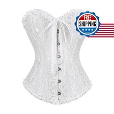 frawirshau Women's Overbust Costume Corset Renaissance Victorian White 5XL