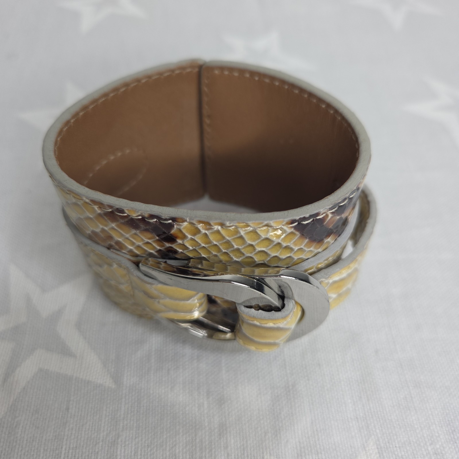 Max Mara Python Embossed Leather Cuff Bracelet - image 2