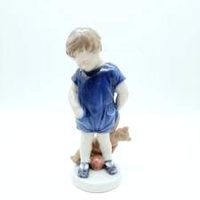 Royal Copenhagen Boy with Teddy Bear Porcelain Figurine 144 Vintage