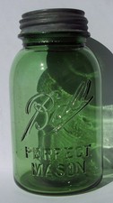 Nice Colorful Forest Green Antique Glass BALL PERFECT MASON Quart Canning Jar