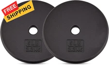 Yes4All Standard 1" Cast Iron Weight Plate - G. 5 LBS - Pair, 1-Inch Center 