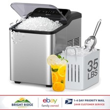 Nugget Ice Maker with High-Pressure Cleaning, 1.5L Tank  Stainless Steel Body