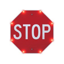 TAPCO 300444 Indoor LED Stop Sign,24x24 in,Aluminum 61DU23