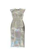 $2845 Dolce & Gabbana Women's Silver Metallic Iridescent Sheath Dress Size 36 IT