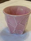 VTG  McCoy Ohio Pottery Pink Flower Pot Molded Cabbage Leaf Small Jardiniere GC