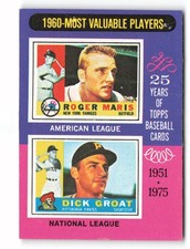 1975 Topps #198 1960 MVPs (Roger Maris / Dick Groat)