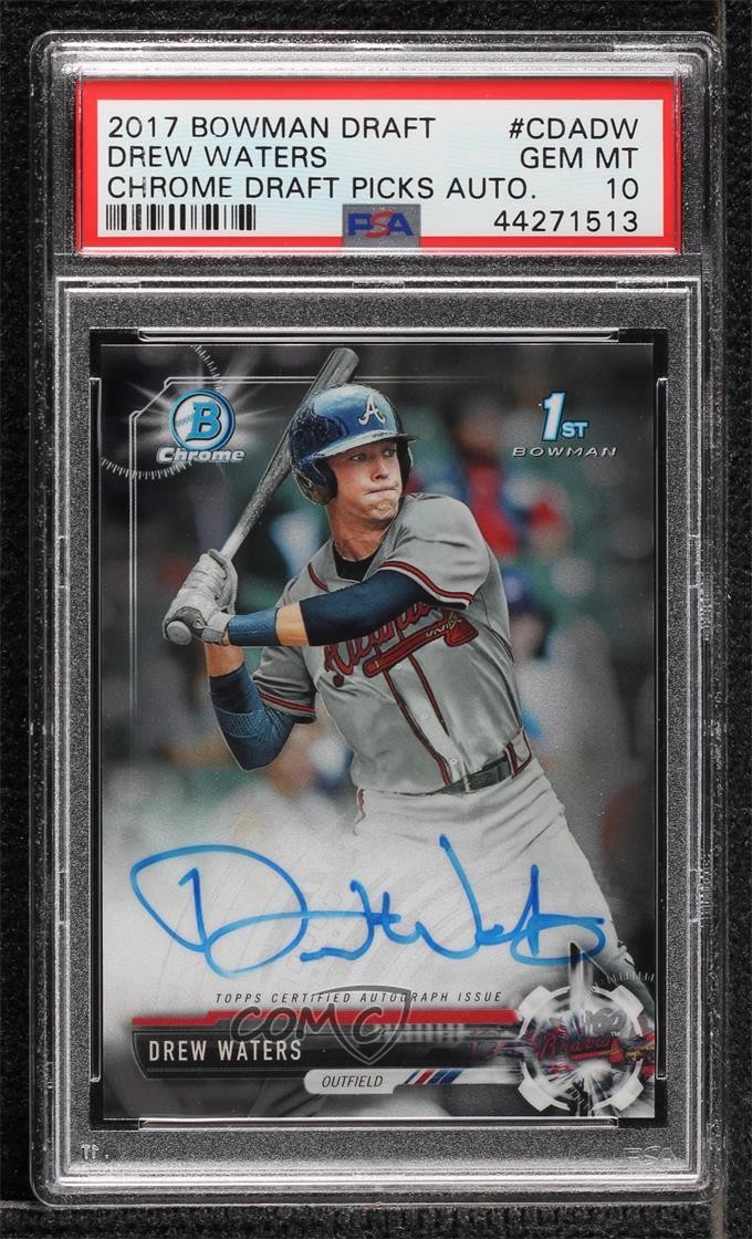 2017 Bowman Draft Chrome Pick Drew Waters #CDA-DW PSA 10 GEM MT Auto 0q21