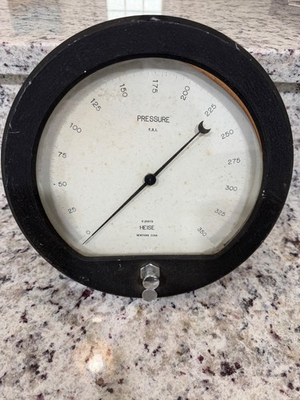 #ad Vintage Heise Model H 22679 Pressure Gauge 0 350 PSI Steampunk 10 1 4quot; $149.99