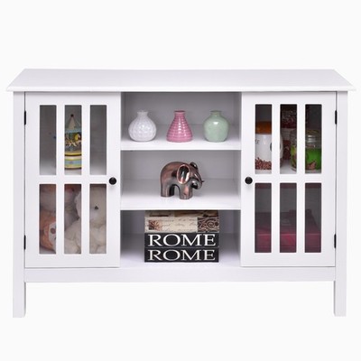 Topbuy Wood TV Stand Free Standing Storage Console Cabinet For 50'' TV White