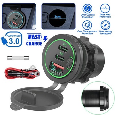 Steckdose QC3.0 USB Ladegerät Buchse 12V/24V für Motorrad Wasserdicht Auto KFZ!~