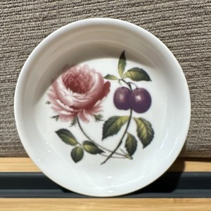Spode Fine Bone China Round Floral Dish, England, Glossy White Pink Purple Green