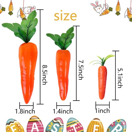 Wehhbtye 10PCS Easter Artificial Carrot-Simulation Multiple Size Spring Foam ... - Picture 2 of 7