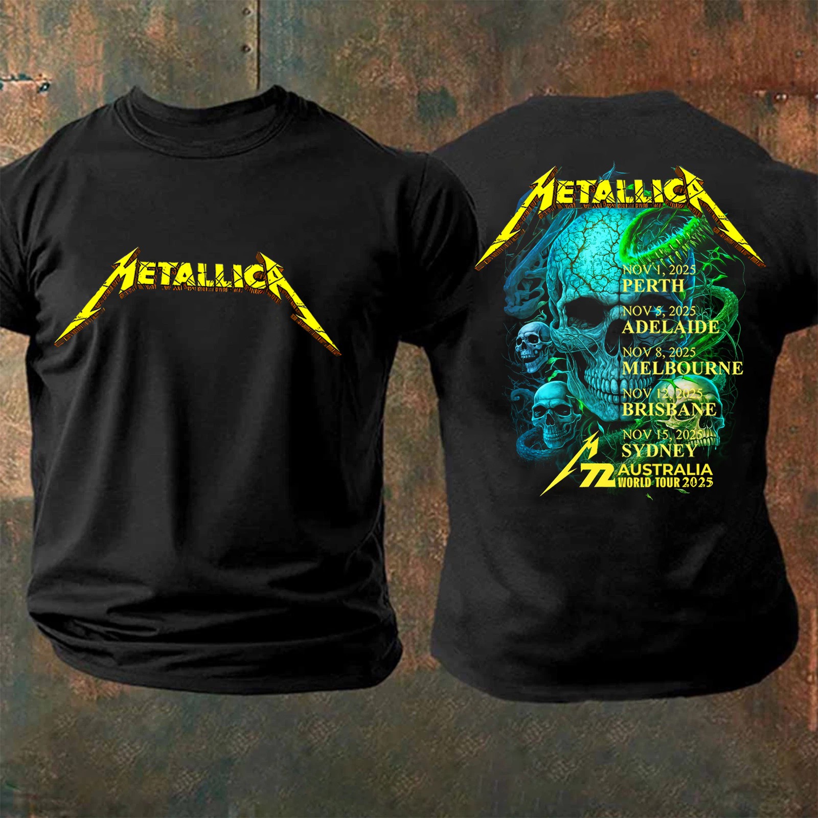 Rock Band TShirt World Tour 2025 Metallica M72 T-Shirt Metallica Australia Tour