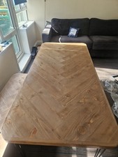 Wooden Table And Bench,with Black Iron Legs