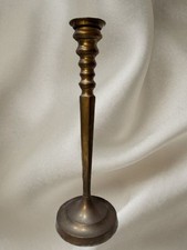 Antico portacandele alto 14" ottone massiccio fuso classico stile coloniale desi