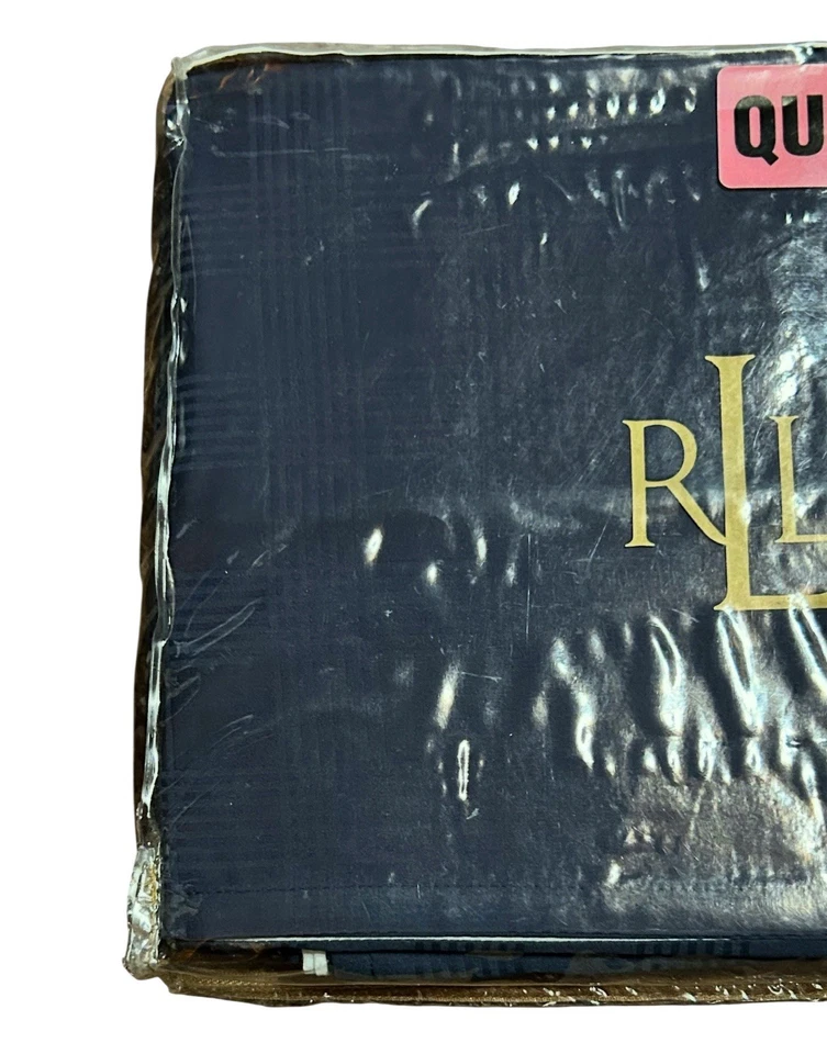FALDA DE CAMA RALPH LAUREN GLEN A CUADROS AZUL MARINO TALLA QUEEN NUEVA SUITE LAUREN 60x80 pulgadas Foto 3 de 4