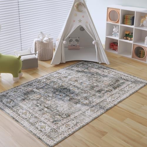 Bedroom Rug 3x5 Rug Washable Area Rug Non Slip Low Pile Small Carpet for