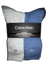 Calvin Klein Cushion Crew Socks 5 Pair Men's 7-12 Blue Gray White w Logo NEW 