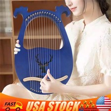 New Lyre Harp 16 Metal String Harp Solid Wood Mahogany with Tuning Wrench Gift