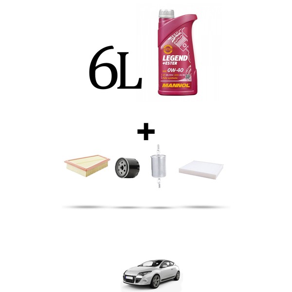 Hoffcar Service Kit 4 Filter Und 6L ÖL FüR Renault Megane III 2.0 16V RS 184Kw-image