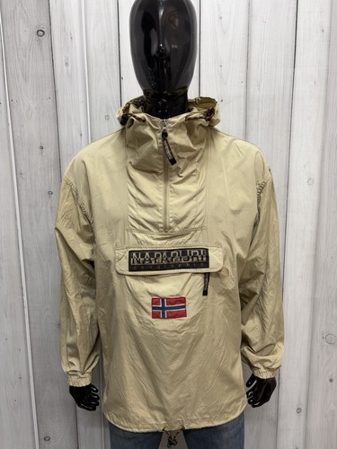 Napapijri, Napapijri Geographic Anorak Mens Size L Beige Jacket Pullover Vintage