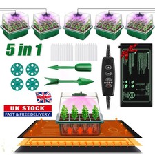 5 Pack Upgrade Set Seed Trays with Grow Light Heat Mat For Plant Propagator Tray