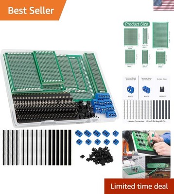 174-Piece PCB Circuit Board Prototype Kit, Double-Sided Perf Boards in 6 Size...