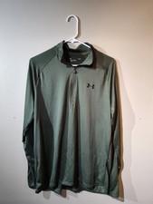 Under Armour Men  s Loose Fit 1/4 Zip Pullover Green Long Sleeve Athletic Shirt L