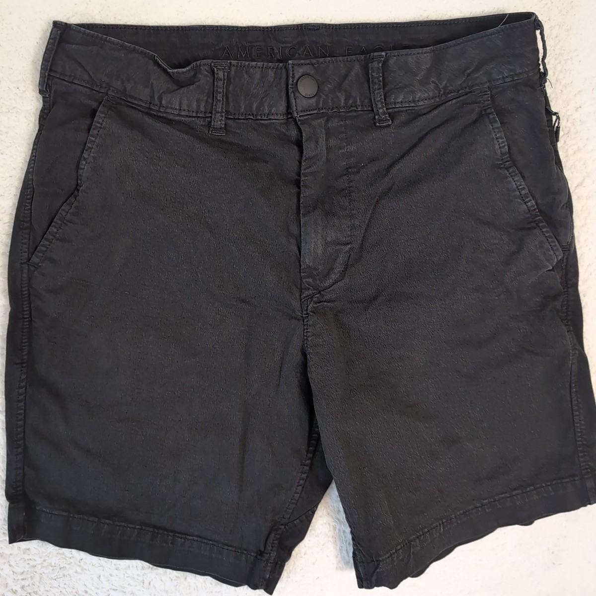 American Eagle Shorts Men's 29 Stretch Black Tech Twill 7.5