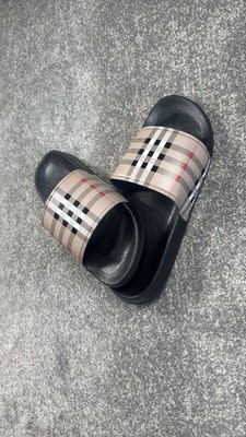 Burberry Slides Check Beige Schwarz Größe 42 Neu