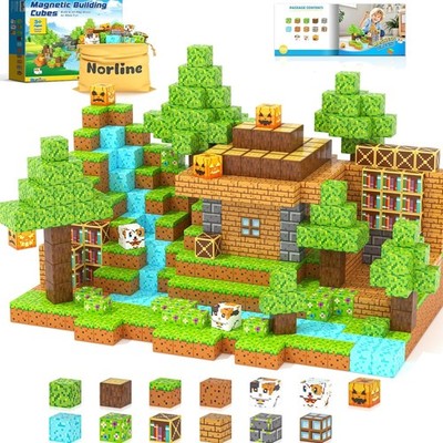 Magnetic Blocks - 100PCS Build Mine Magworld Forest Cottage Set, Kids Buildin...