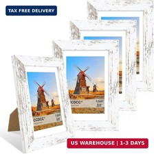 4x6 Picture Frame Set of 4 Wooden Photo Frames with Mat for 3.5x5 Wall Tabletop
