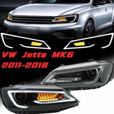 Led Drl Projector Headlights For 2011-18 Vw Jetta Mk6 Sequential Dual Beam Lens