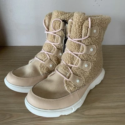 Sorel Explorer Waterproof Women’s Winter Fur Boots Beige & Pink Uk 7.5 RRP £180 - Image 1 of 4