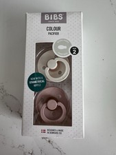 BIBS Colour Pacifier Set of 2 Natural Rubber Round Size 2 Latex Pink  Beige